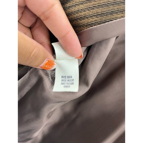 Mary Ann Restivo Womens Blazer Jacket Brown Silk Blend Waist Length Open USA 10 - Picture 7 of 8